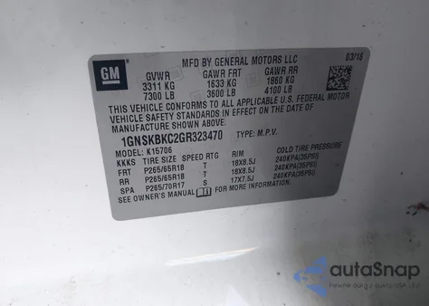 2016 Chevrolet Tahoe Lt from USA, damaged, VIN 1GNSKBKC2GR323470